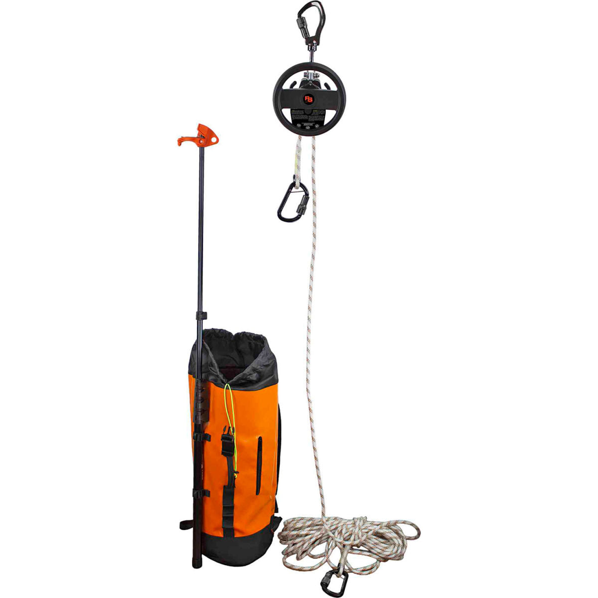 Fall Safe Polyester Evak Rescue Kit, Remote Rescue Ascend Auto Descend, Orange