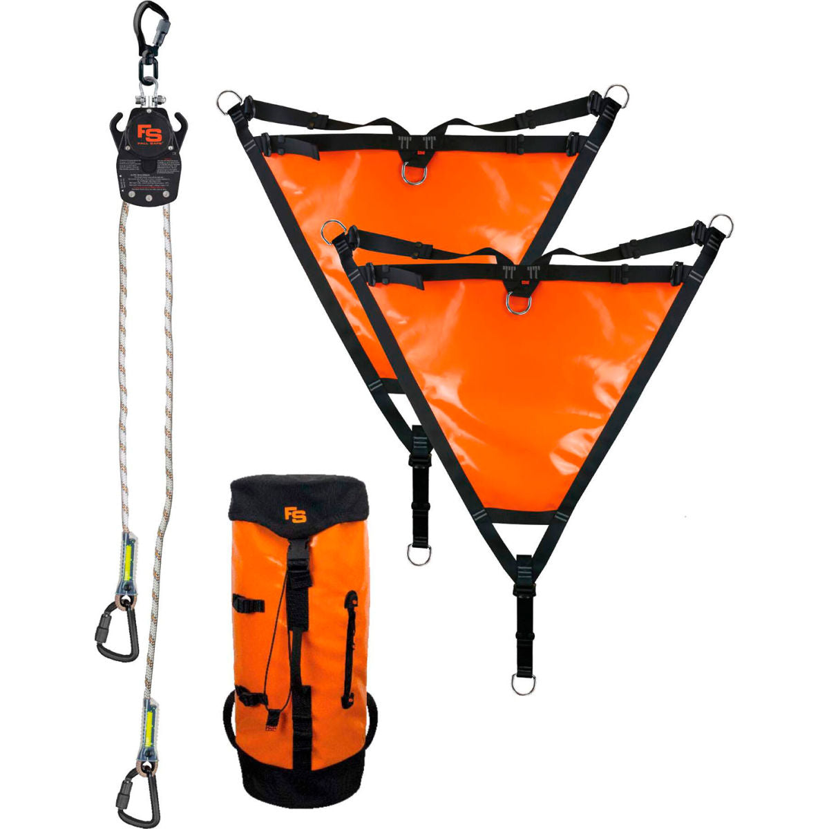 Fall Safe Polyester Auto Evac Rescue Kit, Auto Descend, Orange
