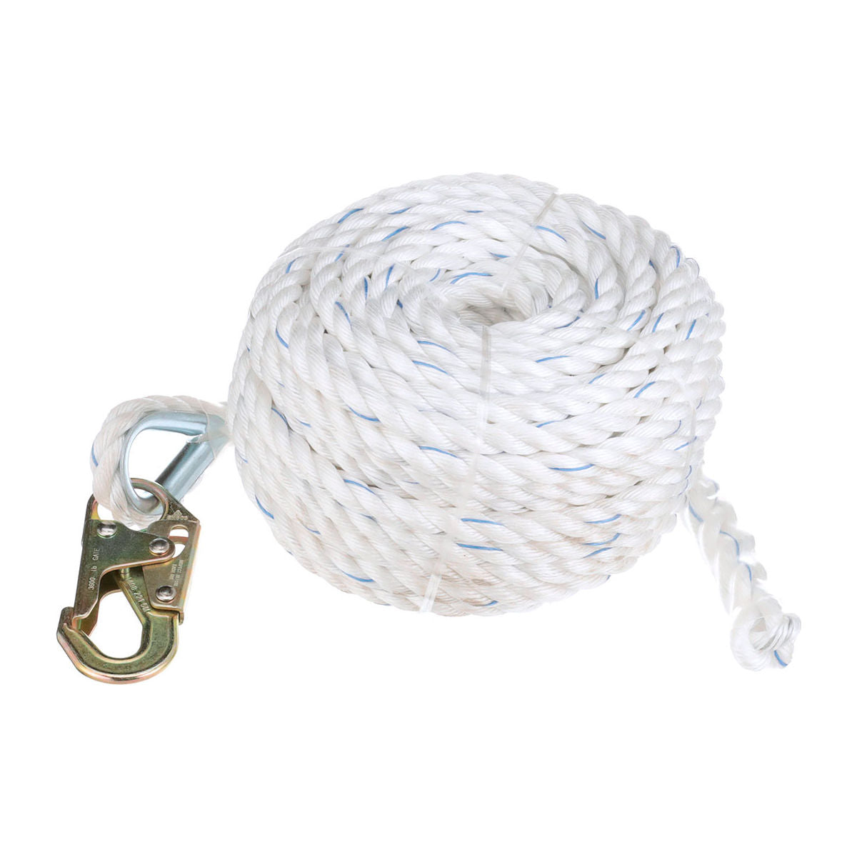 PeakWorks Standard Vertical Lifeline, Snap Hook & Back Splice, 5/8in Rope, 100'L