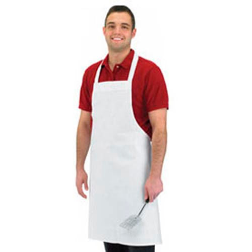 Chef Revival Economy Bib Apron, No Pocket, White, 34in x 36in, Dozen