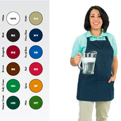 CrewWare Front of House Bib Apron, Navy Blue, 27in x 25in