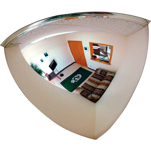 Se-Kure Quarter Dome Acrylic Mirror, Indoor, 18in Dia., 90° Viewing Angle