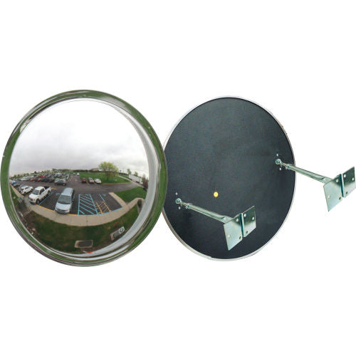 DomeVex Round Convex Mirror, Indoor Or Outdoor, 24in Dia., 180° Viewing Angle, 2 Brackets