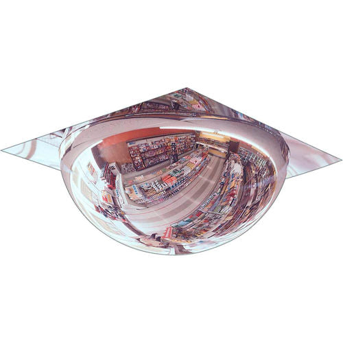 Se-Kure T-Bar Full Dome Acrylic Mirror, Indoor, 22in Dia. With 2ft x 2ft Panel, 360° Viewing Angle