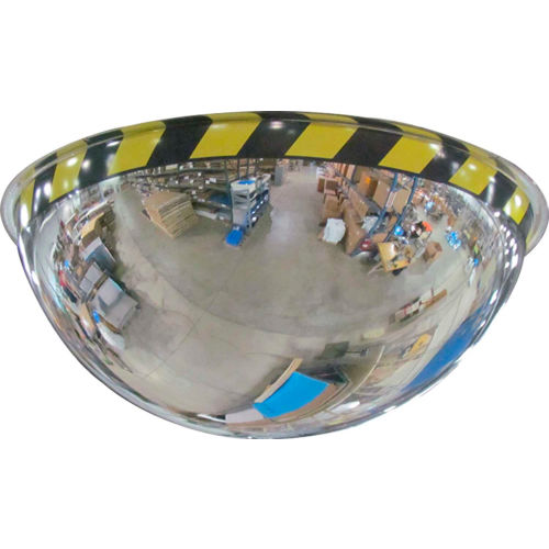 Se-Kure Full Dome Acrylic Mirror With Warning Border, Indoor, 18in Dia., 360° Viewing Angle