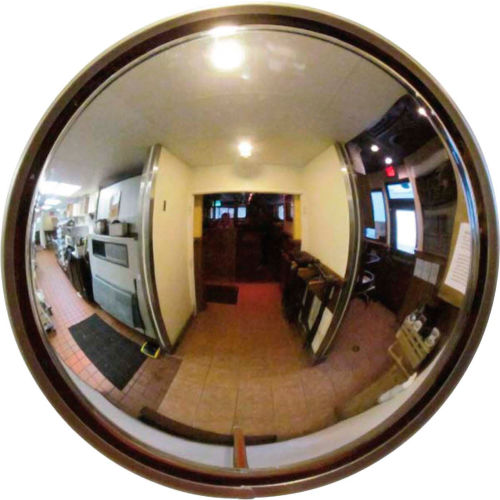 DomeVex Round Acrylic Convex Mirror, Indoor, 16in Dia., 180° Viewing Angle