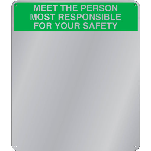 Se-Kure Acrylic Safety Message Mirror, Indoor, 29in x 16in, Meet The Person Responsible For Your Safety