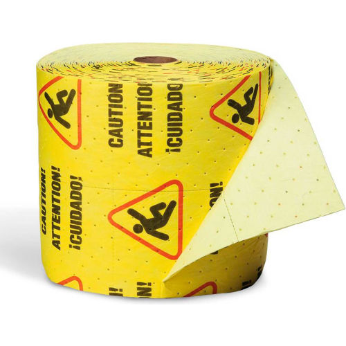 SpillTech Universal Medium Weight Caution Mat Split Roll, 150ftL x 15inW, Yellow, 1 Roll