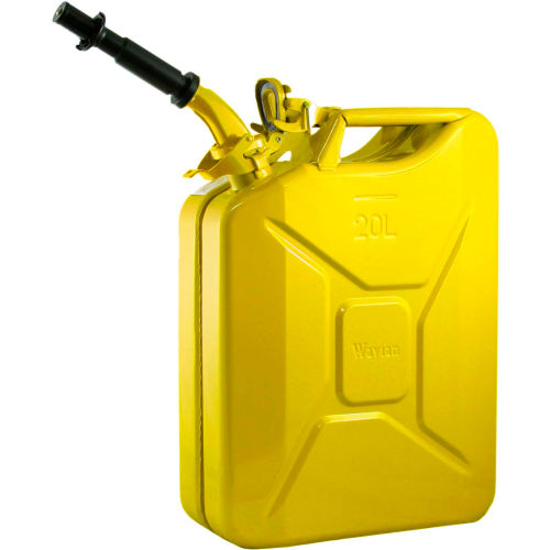 Wavian Jerry Can with Spout and Spout Adapter, 5.28 Gallon Capacity, Yellow, 3011