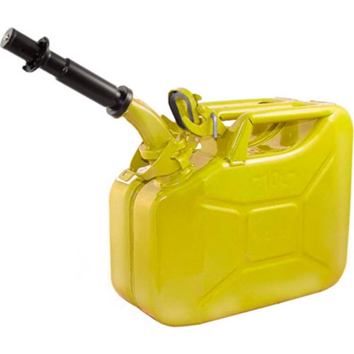 Wavian Jerry Can with Spout and Spout Adapter, 2.64 Gallon Capacity, Yellow, 3025
