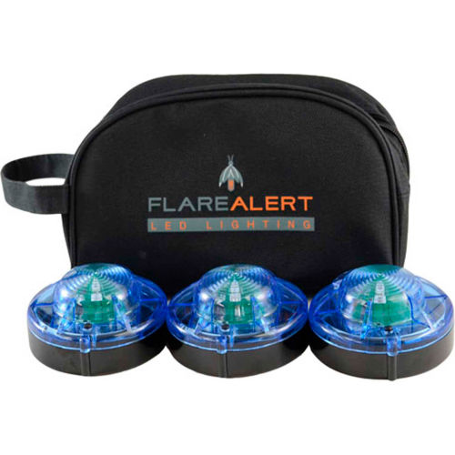 FlareAlert Pro Battery Powered LED Emergency Beacon Kit, 3 Beacons, Blue