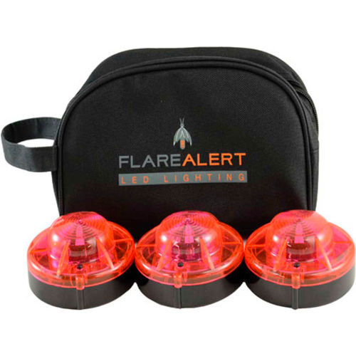 FlareAlert Pro Battery Powered LED Emergency Beacon Kit, 3 Beacons, Red