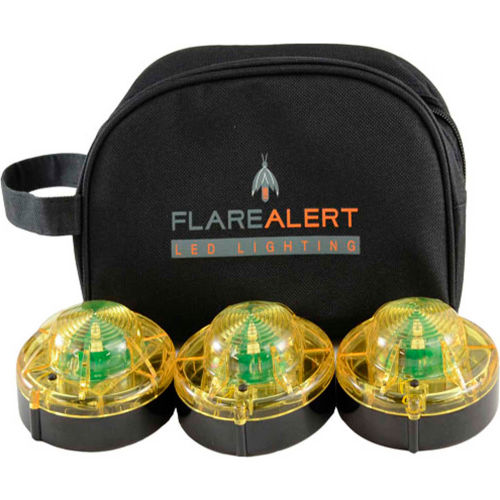 FlareAlert Pro Battery Powered LED Emergency Beacon Kit, 3 Beacons, Yellow