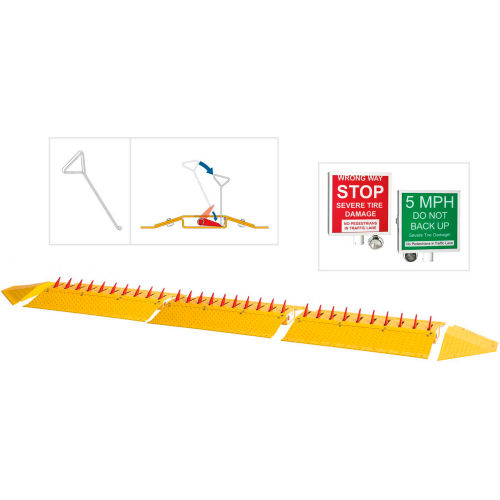 DOORKING 1610 Surface Mount Spike System, Three 3ft Spike Sections, Yellow