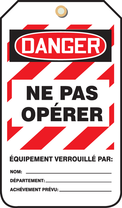 Lockout/Tagout Tag: French
