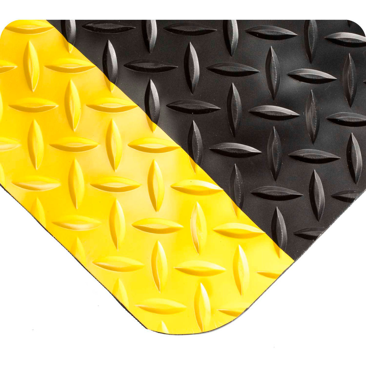 Wearwell SMART Diamond-Plate Anti Fatigue Mat, Black with Yellow Border