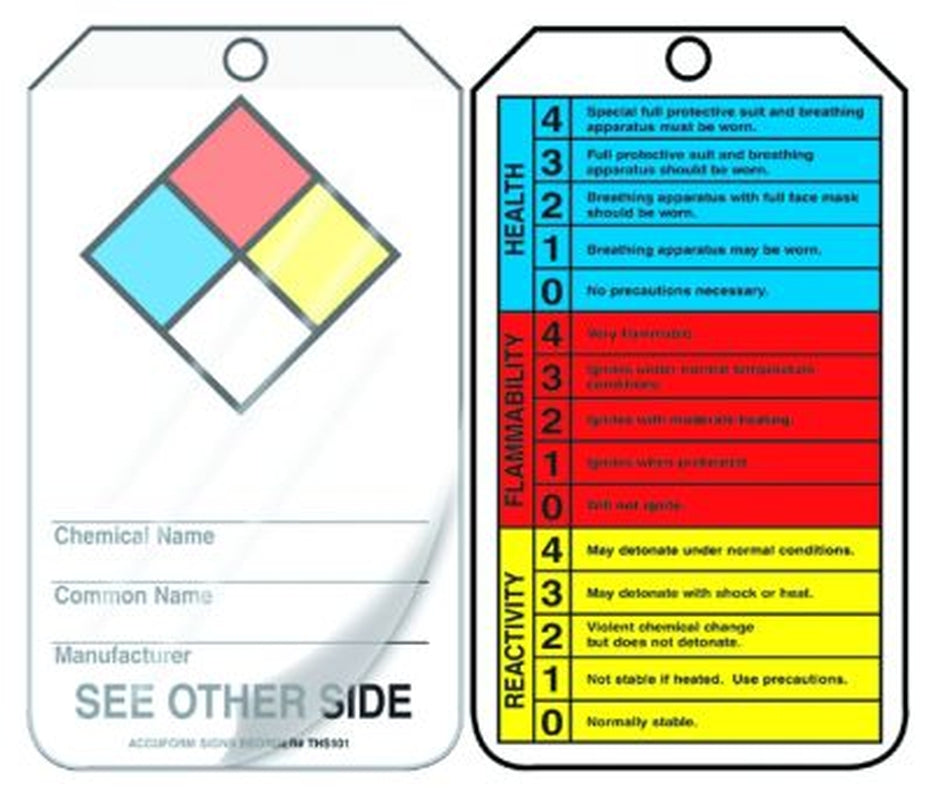 Safety Tag: Hazardous Material (NFPA and HMIS)