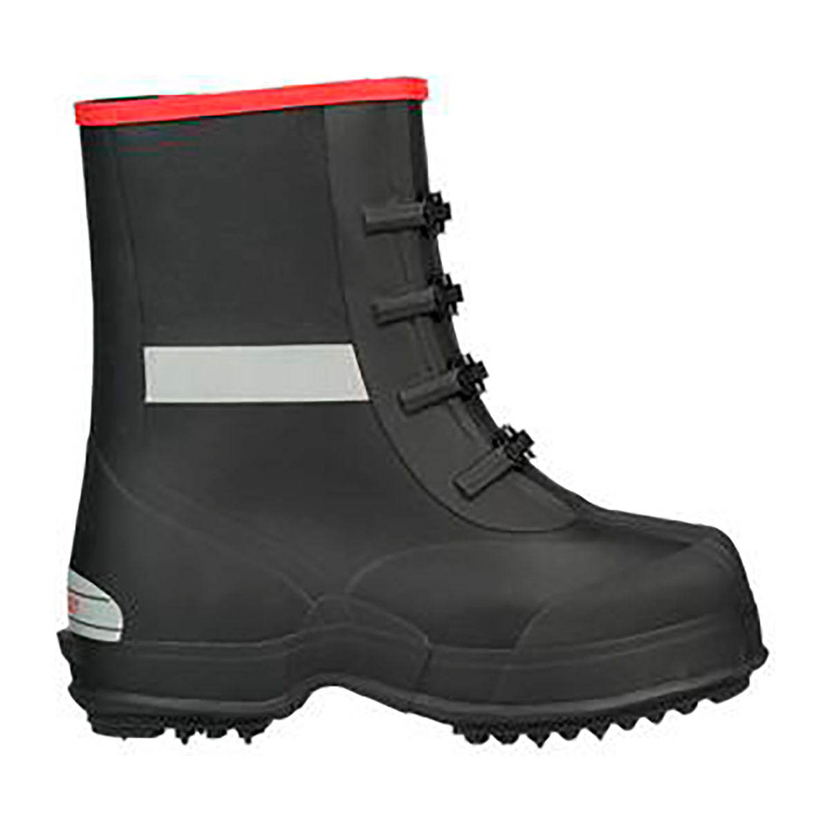 Winter-Tuff 4 Buckle Ice Traction 12in Overshoe, Mens Sz 9, Waterproof, Vulcanized Rubber, Black