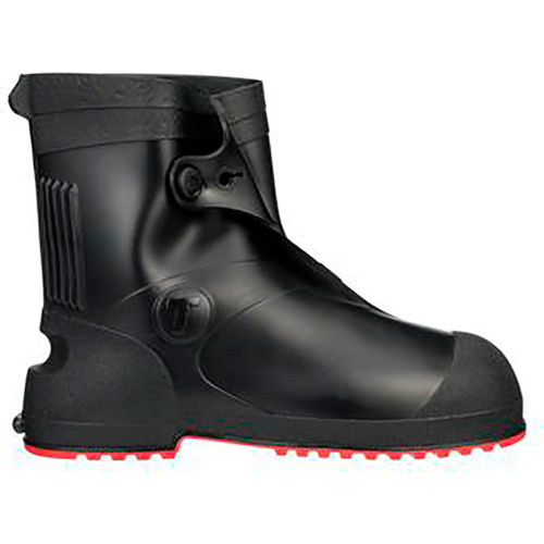 Tingley Workbrutes G2 PVC Overshoe, 10inH, Cleated Outsole, Black With Red Sole, Medium