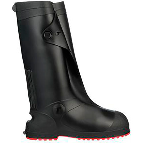 Tingley Workbrutes G2 PVC Overshoe, 17inH, Cleated Outsole, Black With Red Sole, Extra Small