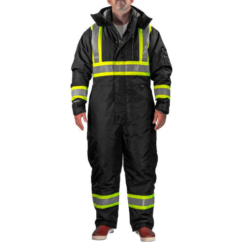 Tingley Insulated Cold Gear Coverall, Black with Fluorescent Yellow-Green