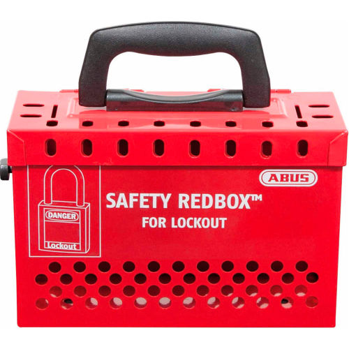 ABUS B835RED Safety Redbox Group Lockout Box, 12 Padlock Eyelets, Red, 00298