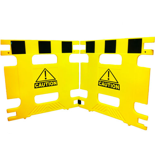 AddGards Plastic Folding Barrier, 2 Panels, 74inL x 36inH, Yellow