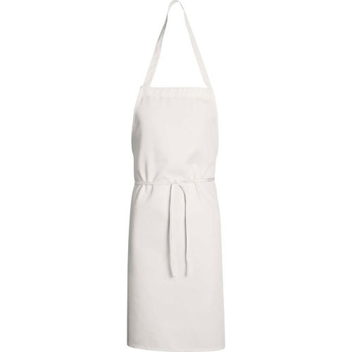 Chef Designs Unisex Mid Length Bib Apron, White, 30in x 33in