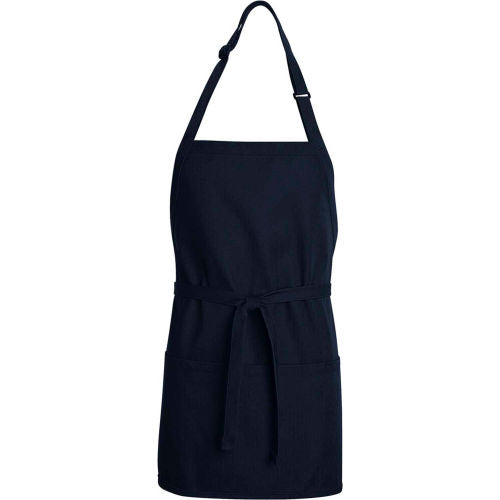 Chef Designs Premium Short Bib Apron, Navy, 28in x 24in