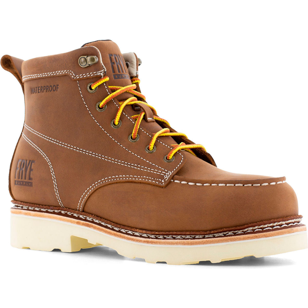 Frye Supply The Safety-Crafted Waterproof Work Boots, Steel Toe, Size 8.5M, 6inH, Brown