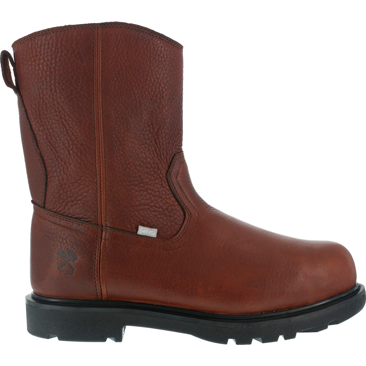Iron Age IA0195 Men's 10in Wellington Flex-Met Leather Boot w/ Side Zipper, Brown, Size 14 M