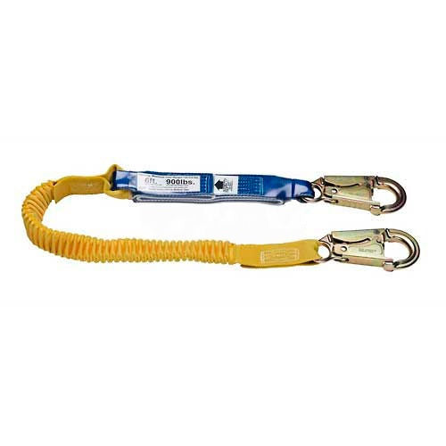 Werner C341100 DeCoil Stretch Lanyard, 6'L, Snaphooks