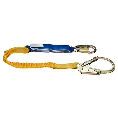 Werner C341200 DeCoil Stretch Lanyard, 6'L, Snaphooks W/ Rebar Hook