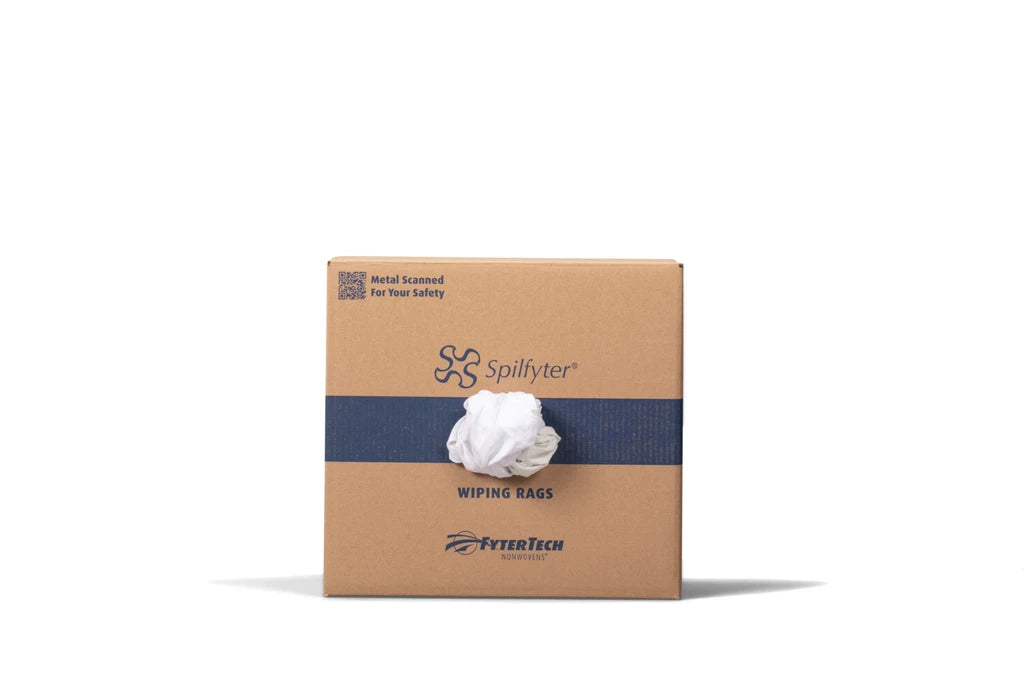 Reclaimed white T-shirt wiping rags 25lb box