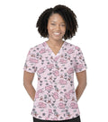 RMF Elephant Print Scrub Top V-Neck